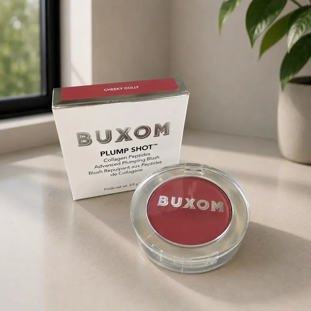 $28 New BUXOM Plump Shot Collagen Peptides Blush Cheeky Dolly New NIB 3.9g